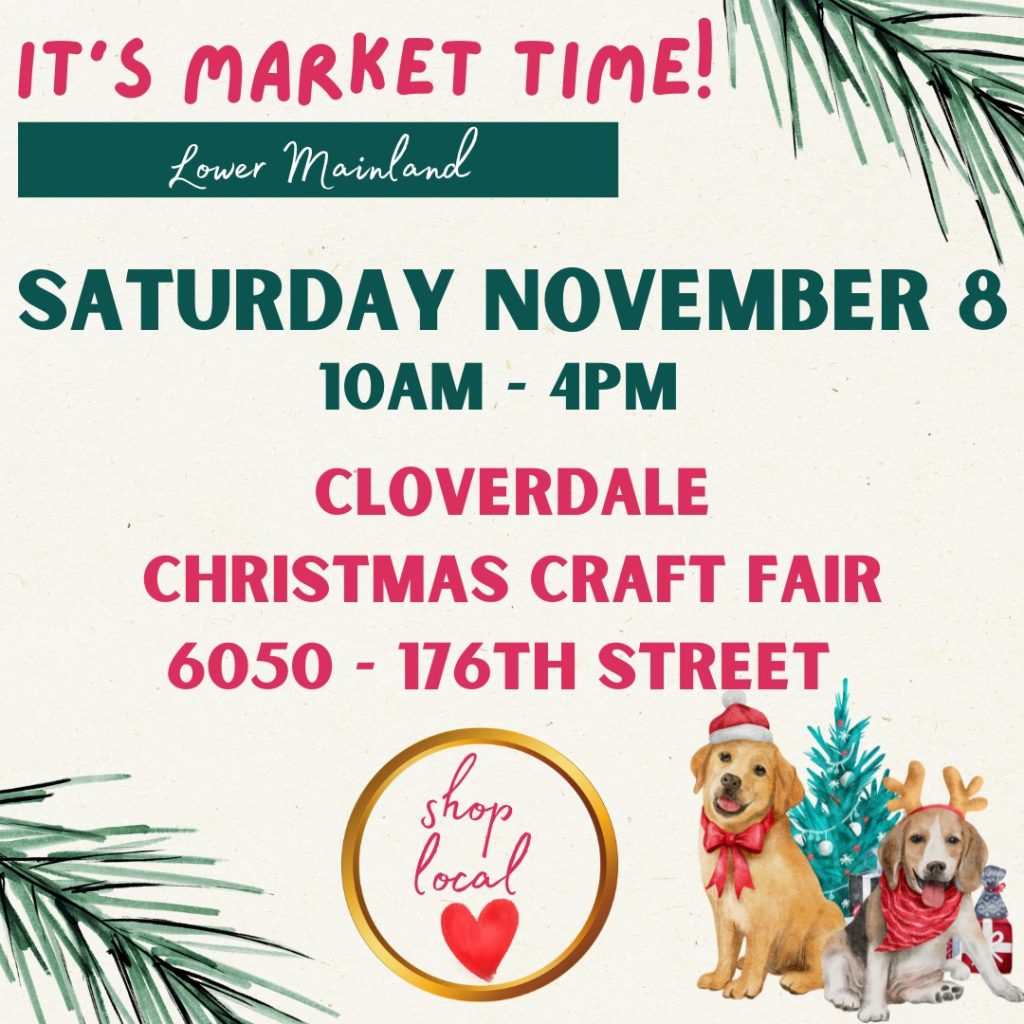 Woof and here we go, nose first into our Christmas Market season!

You can find us this Saturday at the Cloverdale Christmas Craft Fair from 10am til 4pm out at Shannon Hall. Located at 6050 - 176th Street in Cloverdale, you will find a pawsome selection of local vendors, all ready to help you get started on your Christmas shopping!

T'is the season to support local - woof!

#canadastrong #ChristmasMarkets2025  #bobthedog #dogsrock #supportlocalbusinesses  #ShopLocal #bobthedog❤️ 

www.bobthedog.ca