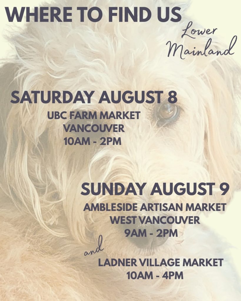 Woof and happy happy Friday!

We are back at the markets and we've got a great weekend in front of us!

This Saturday you can find us at the UBC Farm - Centre for Sustainable Food Systems from 10am til 2pm. This is such a lovely market, and the weather is going to be pawsome...

Then on Sunday, we will be at the Ladner Village Market from 10am til 4pm, and also at the beautiful  Ambleside Artisan Market from 9am til 2pm.

So many ways to support local this weekend, and we can't wait to see you!

www.bobthedog.ca

#bobthedog #farmersmarket #supportlocal