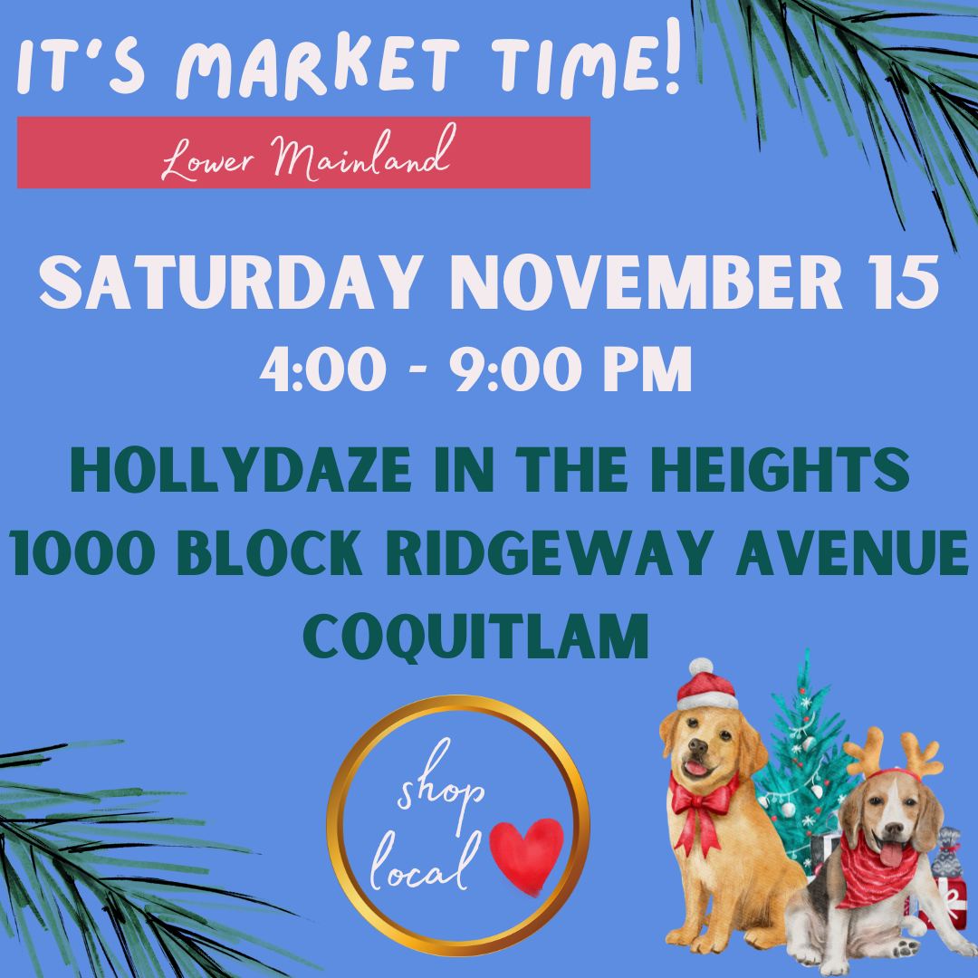 Woof and what fun! It's time for HollyDaze in the Heights!

Hosted by the Austin Heights BIA and located in the 1000 block of Ridgeway Avenue in Coquitlam, you will find us there this Saturday from 4pm til 9pm, along with a pile of other pawsome local vendors!

So many great things for kids and families, this is an event you don't want to miss!

T'is the season to support local - woof!

#canadastrong #ChristmasMarkets2025  #bobthedog #dogsrock #supportlocalbusinesses  #ShopLocal #bobthedog❤️ 

www.bobthedog.ca