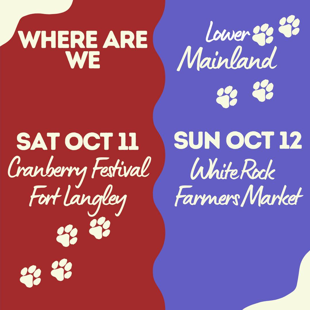 Woof - what a fun weekend we have ahead of us!

Y'all can find us at the Fort Langley Cranberry Festival on Saturday - and if you've ever attended this event, you know how grrrreat it really is! From 10am til 4pm and (cranberry) jam packed with so many pawsome local vendors, you don't want to miss out!

Then on Sunday we are at the beautiful White Rock Farmers' Market from 10am til 2pm, which is always a treat for us!

Come on out and support local - it just feels GOOD!

#canadastrong #farmersmarket #bobthedog #dogsrock #supportlocalbusinesses 
 #ShopLocal #bobthedog❤️ 

www.bobthedog.ca