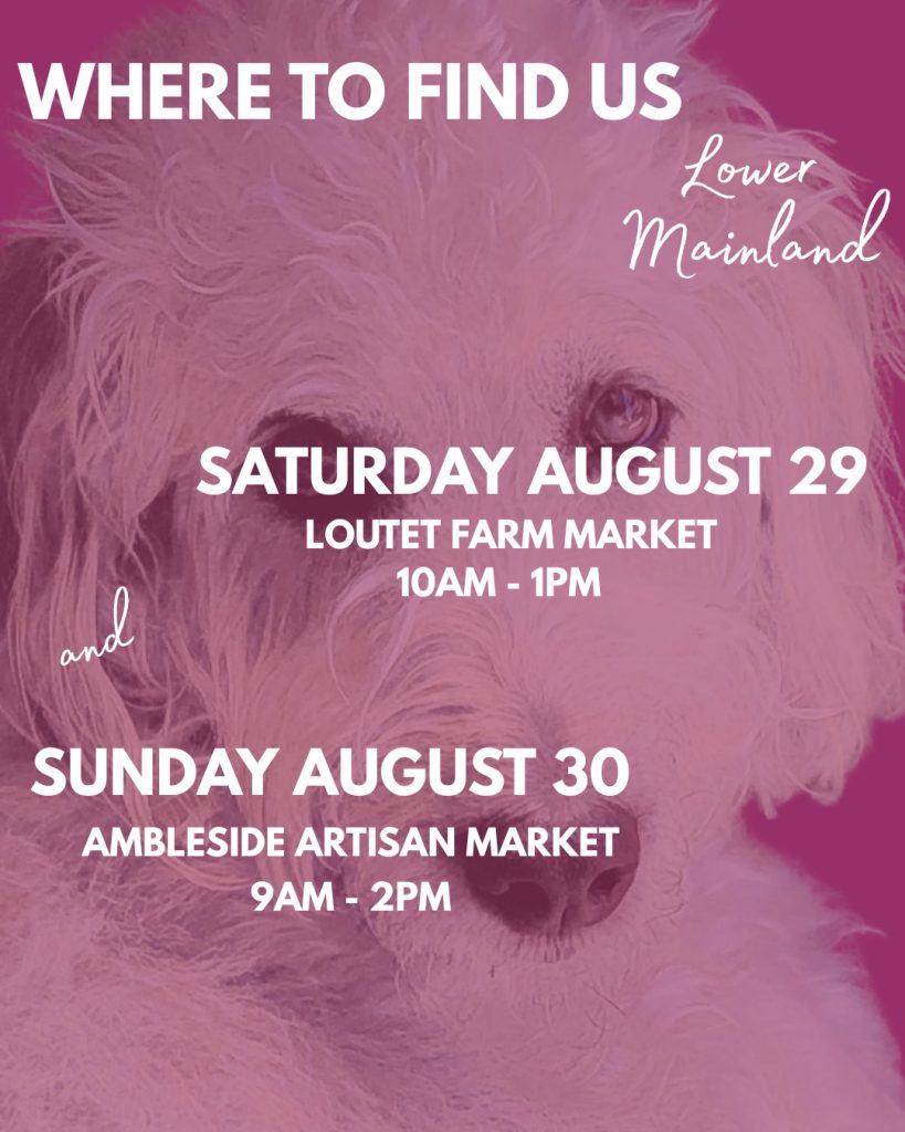 Woof and happy Friday! The last weekend of August - how did we get here??

Just two markets this weekend - Saturday you can find us at the lovely Loutet Farm Market in North Vancouver and then on Sunday, we'll be at the Ambleside Artisan Farmers Market in West Vancouver 9am til 2pm.

It's a North Shore weekend - whooo hoo!

Come and check out these pawsome local vendors and support local - we can't wait to see you!

www.bobthedog.ca

#bobthedog #farmersmarket #supportlocal
